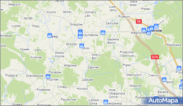mapa Mokry Bór, Mokry Bór na mapie Targeo