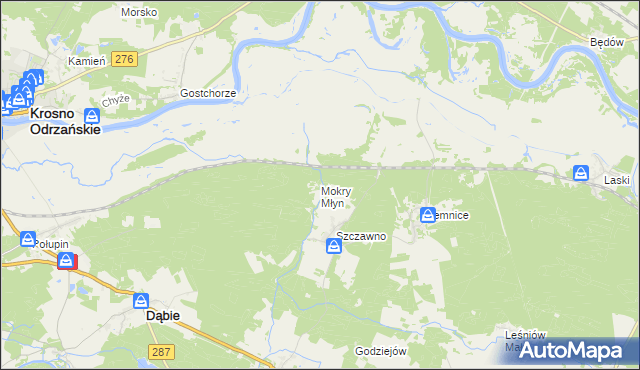 mapa Mokry Młyn, Mokry Młyn na mapie Targeo