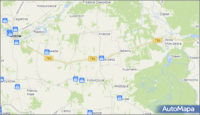 mapa Mokrzesz, Mokrzesz na mapie Targeo