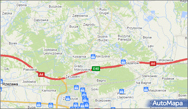 mapa Mokrzyska, Mokrzyska na mapie Targeo