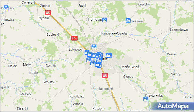 mapa Mońki, Mońki na mapie Targeo
