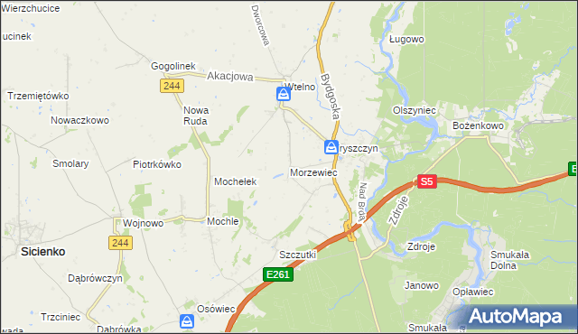 mapa Morzewiec, Morzewiec na mapie Targeo