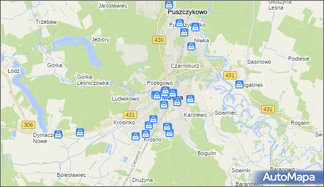 mapa Mosina powiat poznański, Mosina powiat poznański na mapie Targeo