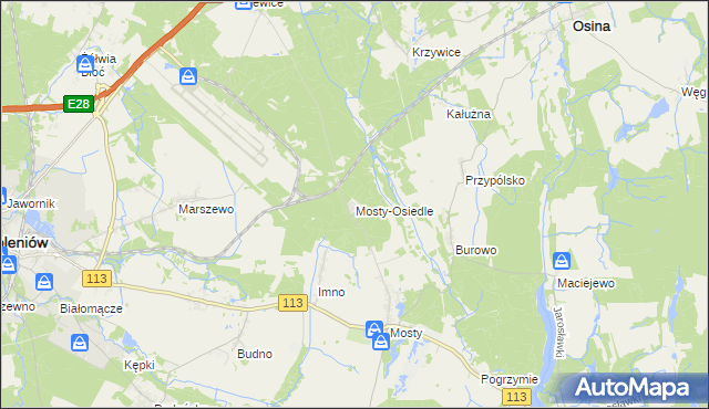 mapa Mosty-Osiedle, Mosty-Osiedle na mapie Targeo