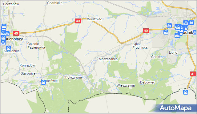 mapa Moszczanka gmina Prudnik, Moszczanka gmina Prudnik na mapie Targeo