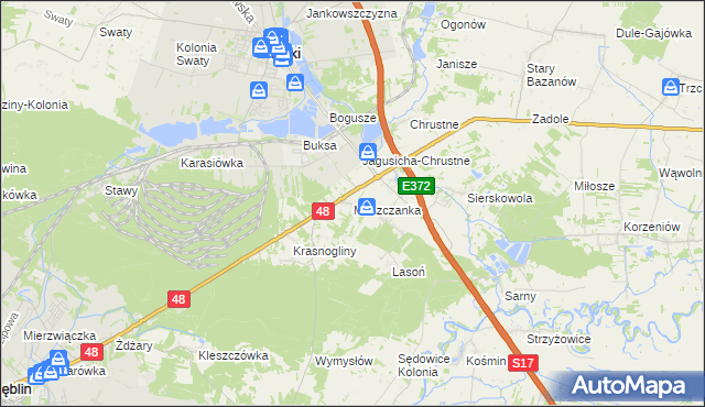 mapa Moszczanka gmina Ryki, Moszczanka gmina Ryki na mapie Targeo