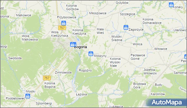 mapa Moszyny, Moszyny na mapie Targeo