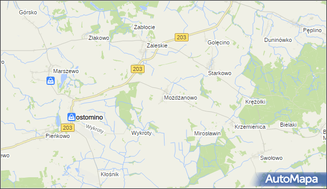 mapa Możdżanowo, Możdżanowo na mapie Targeo