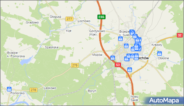 mapa Mozów, Mozów na mapie Targeo