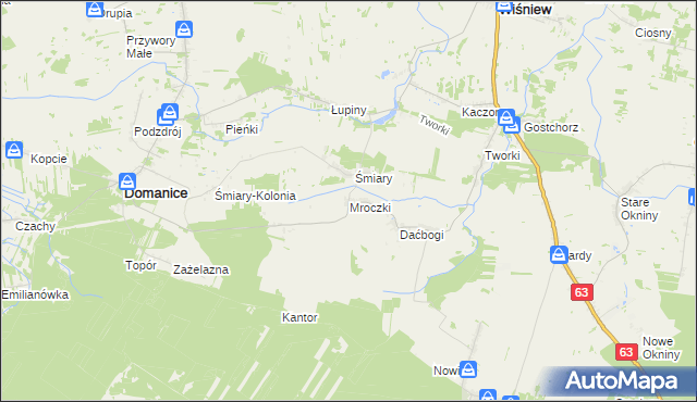 mapa Mroczki gmina Wiśniew, Mroczki gmina Wiśniew na mapie Targeo