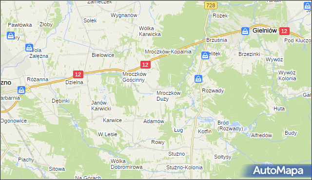 mapa Mroczków Duży, Mroczków Duży na mapie Targeo