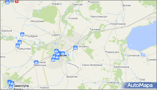 mapa Mrowiny gmina Żarów, Mrowiny gmina Żarów na mapie Targeo