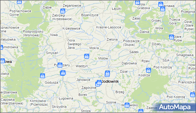 mapa Mstów gmina Jodłownik, Mstów gmina Jodłownik na mapie Targeo