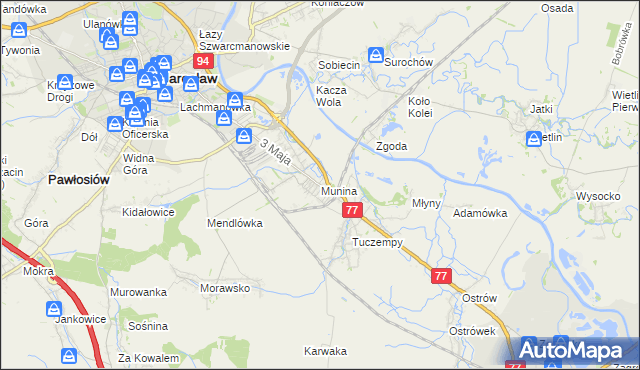 mapa Munina, Munina na mapie Targeo