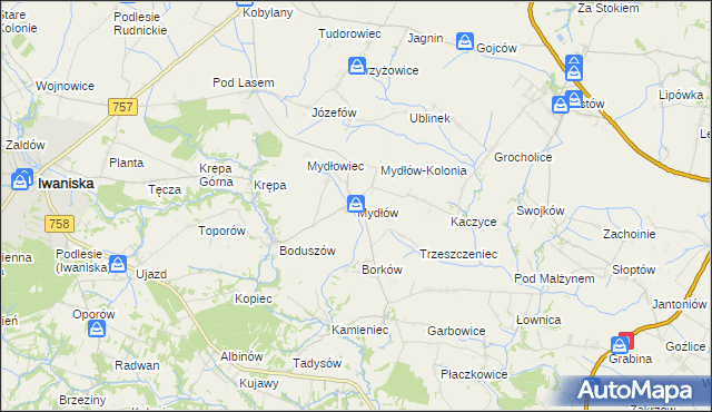 mapa Mydłów, Mydłów na mapie Targeo