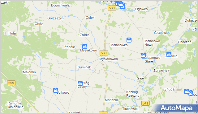 mapa Mysłakówko, Mysłakówko na mapie Targeo