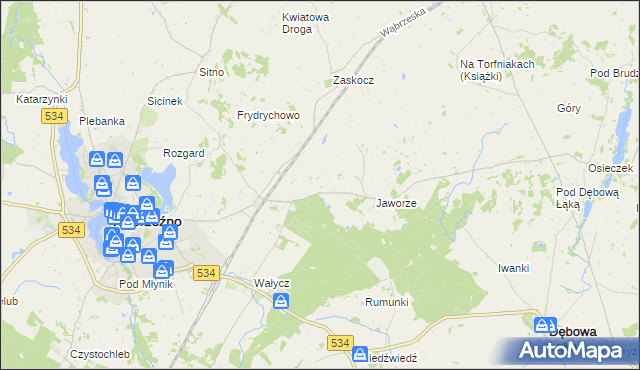 mapa Myśliwiec, Myśliwiec na mapie Targeo