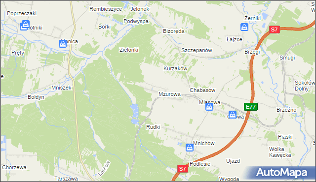 mapa Mzurowa, Mzurowa na mapie Targeo