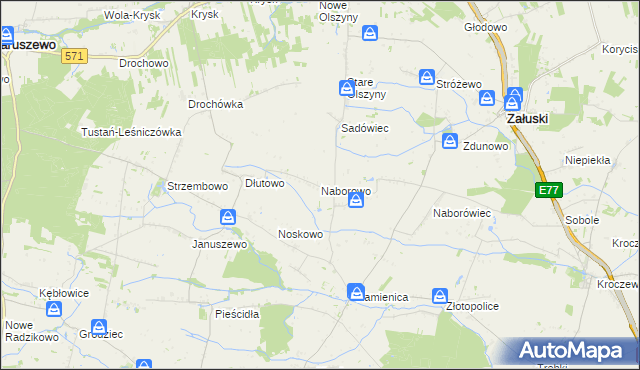 mapa Naborowo, Naborowo na mapie Targeo