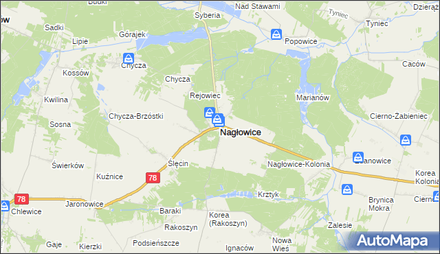 mapa Nagłowice, Nagłowice na mapie Targeo