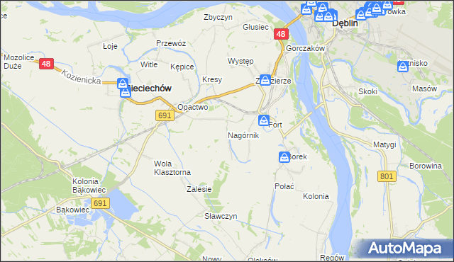 mapa Nagórnik gmina Sieciechów, Nagórnik gmina Sieciechów na mapie Targeo