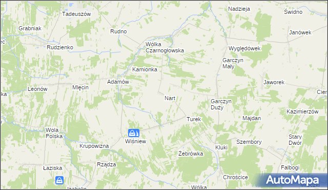 mapa Nart gmina Jakubów, Nart gmina Jakubów na mapie Targeo