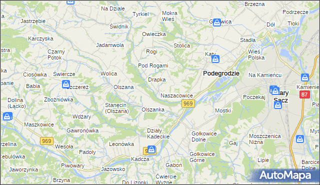 mapa Naszacowice, Naszacowice na mapie Targeo