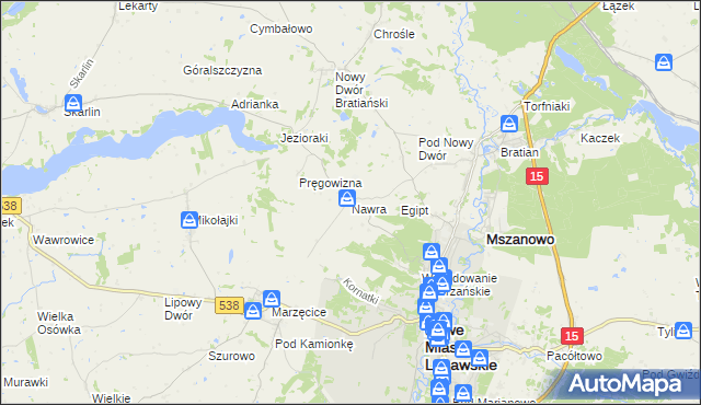 mapa Nawra gmina Nowe Miasto Lubawskie, Nawra gmina Nowe Miasto Lubawskie na mapie Targeo