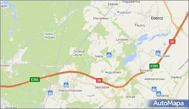 mapa Nekla gmina Dobrcz, Nekla gmina Dobrcz na mapie Targeo