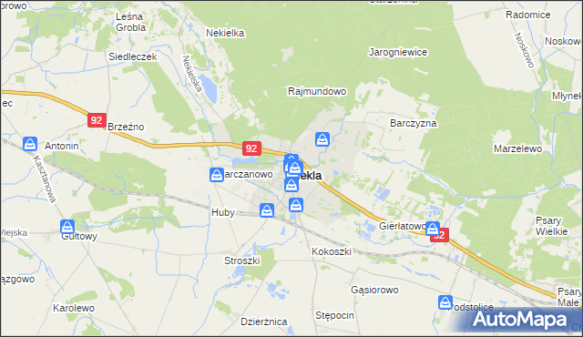 mapa Nekla powiat wrzesiński, Nekla powiat wrzesiński na mapie Targeo