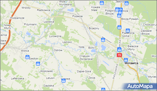 mapa Nida gmina Morawica, Nida gmina Morawica na mapie Targeo