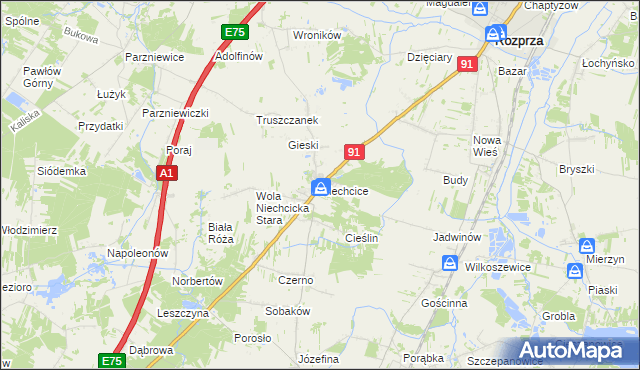 mapa Niechcice, Niechcice na mapie Targeo