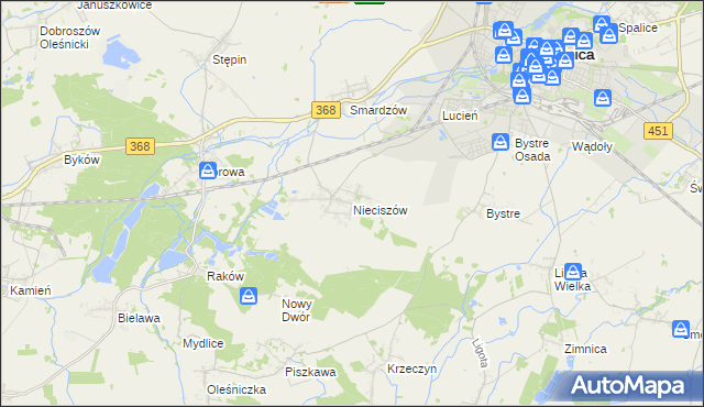 mapa Nieciszów, Nieciszów na mapie Targeo