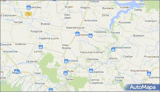 mapa Nieczulice gmina Pawłów, Nieczulice gmina Pawłów na mapie Targeo