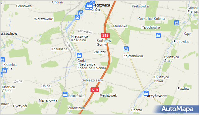 mapa Niedrzwica Kościelna-Kolonia, Niedrzwica Kościelna-Kolonia na mapie Targeo