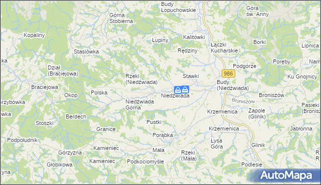 mapa Niedźwiada gmina Ropczyce, Niedźwiada gmina Ropczyce na mapie Targeo