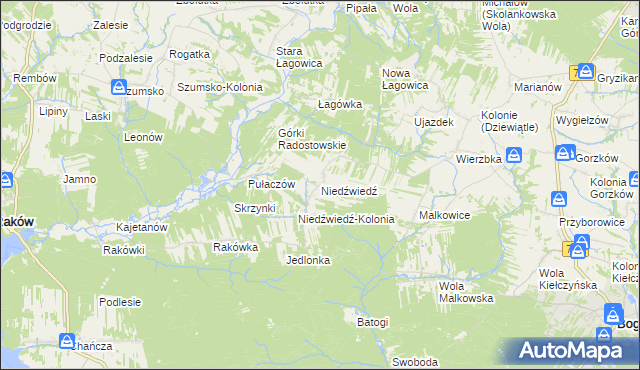 mapa Niedźwiedź gmina Bogoria, Niedźwiedź gmina Bogoria na mapie Targeo