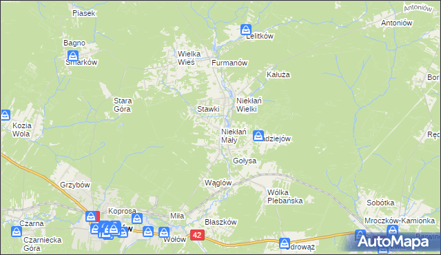 mapa Niekłań Mały, Niekłań Mały na mapie Targeo