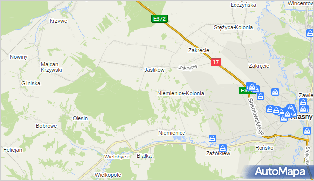 mapa Niemienice-Kolonia, Niemienice-Kolonia na mapie Targeo