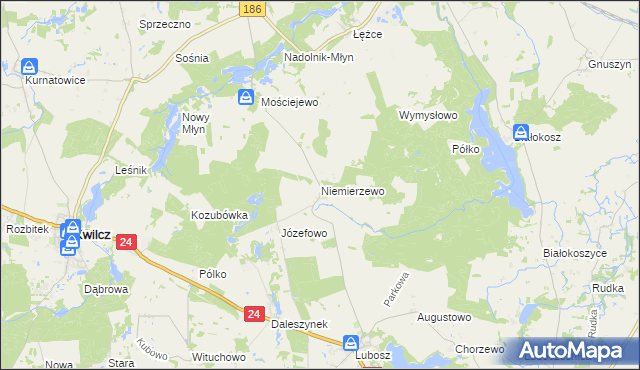 mapa Niemierzewo, Niemierzewo na mapie Targeo