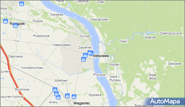 mapa Nieszawa powiat aleksandrowski, Nieszawa powiat aleksandrowski na mapie Targeo