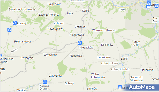 mapa Niezabitów, Niezabitów na mapie Targeo