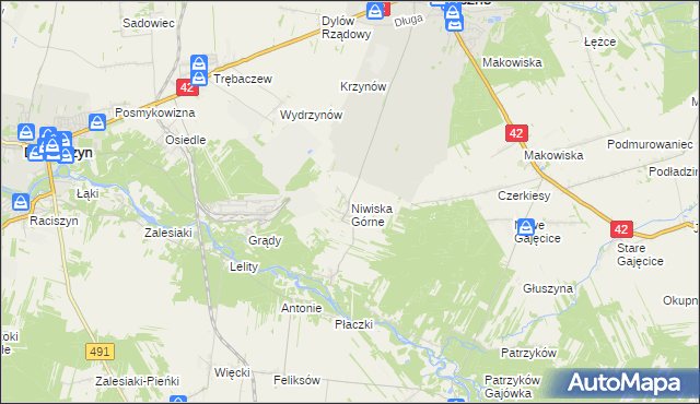 mapa Niwiska Górne, Niwiska Górne na mapie Targeo