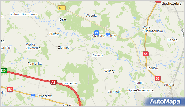 mapa Niwiski, Niwiski na mapie Targeo