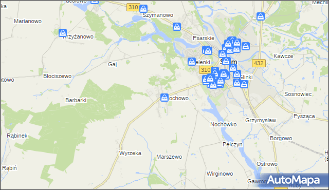 mapa Nochowo, Nochowo na mapie Targeo