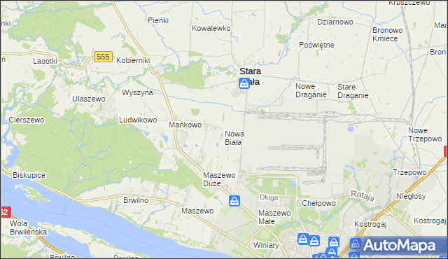 mapa Nowa Biała gmina Stara Biała, Nowa Biała gmina Stara Biała na mapie Targeo