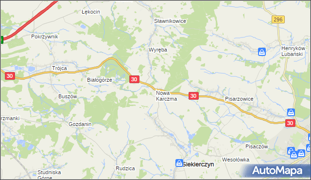 mapa Nowa Karczma gmina Siekierczyn, Nowa Karczma gmina Siekierczyn na mapie Targeo