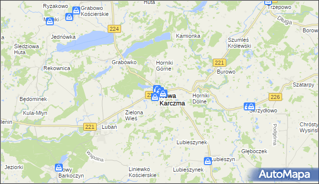 mapa Nowa Karczma powiat kościerski, Nowa Karczma powiat kościerski na mapie Targeo