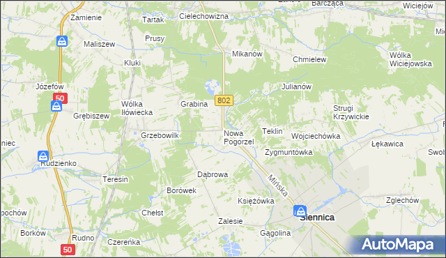 mapa Nowa Pogorzel, Nowa Pogorzel na mapie Targeo