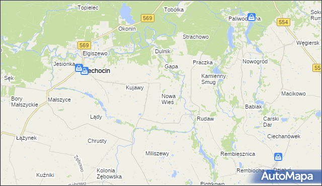 mapa Nowa Wieś gmina Ciechocin, Nowa Wieś gmina Ciechocin na mapie Targeo